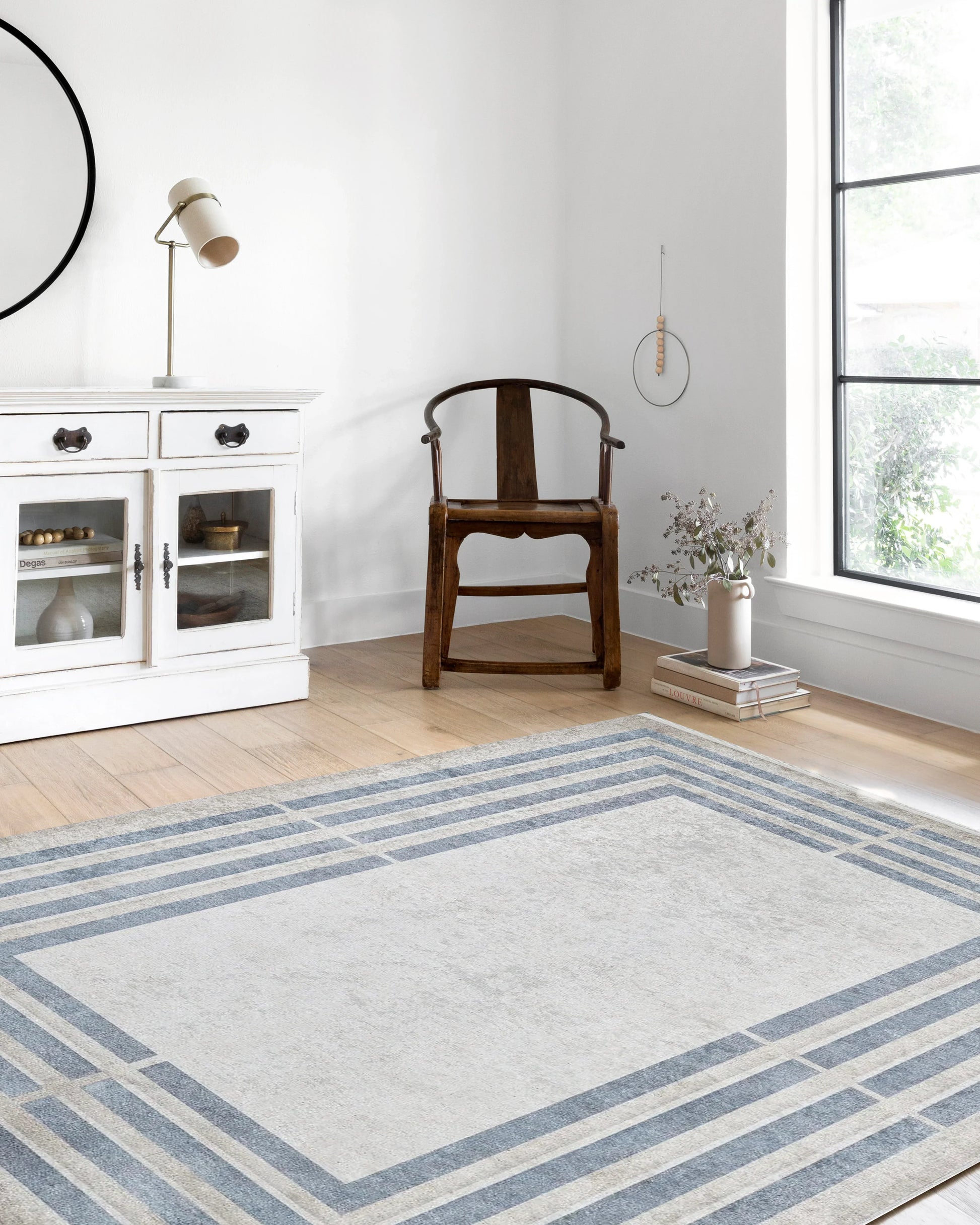 Geometrik Mavi Gri Halı-Pera Halı