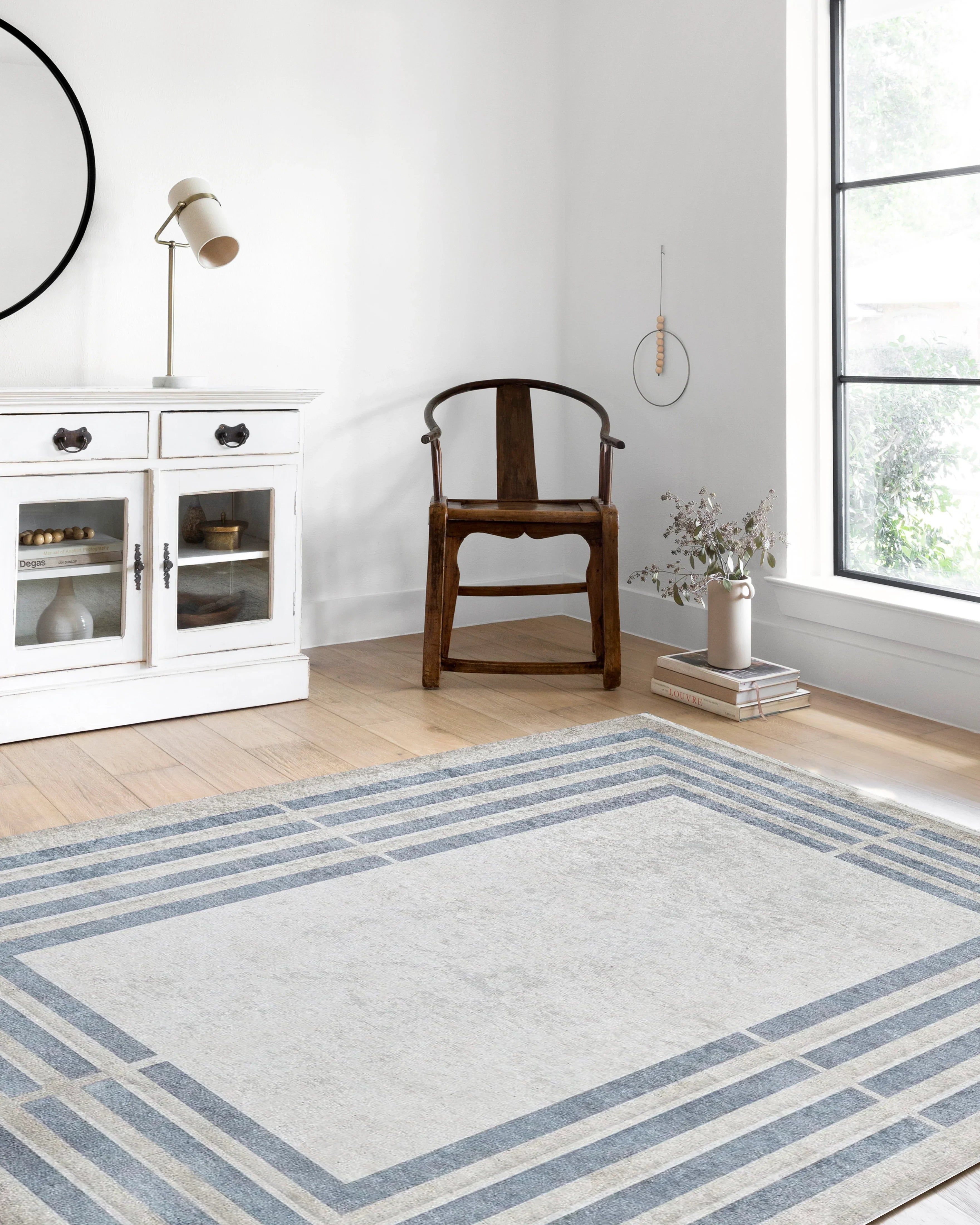 Geometrik Mavi Gri Halı-Pera Halı