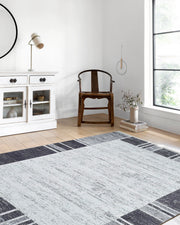 Geometrik Siyah Gri Halı-Pera Halı