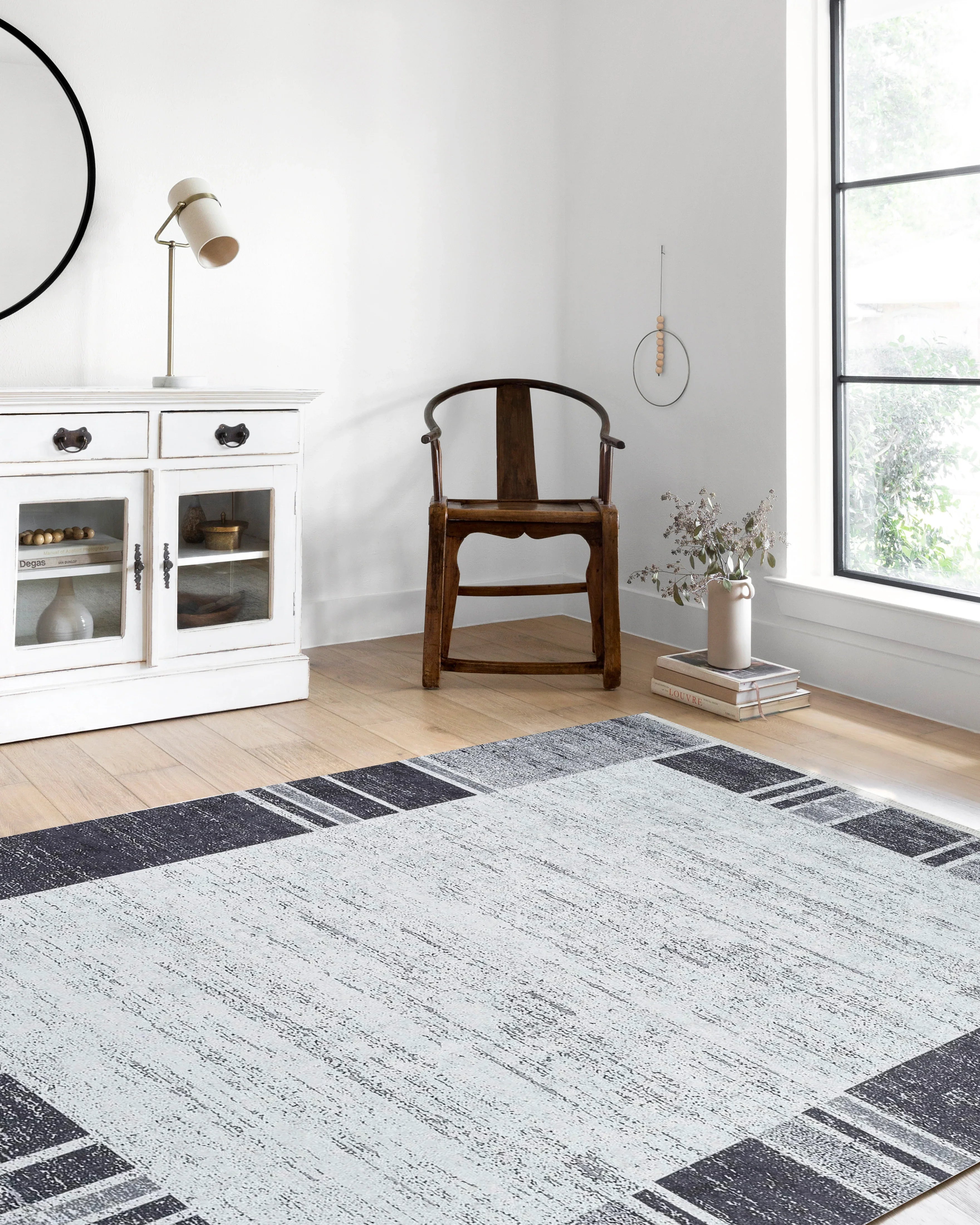 Geometrik Siyah Gri Halı-Pera Halı