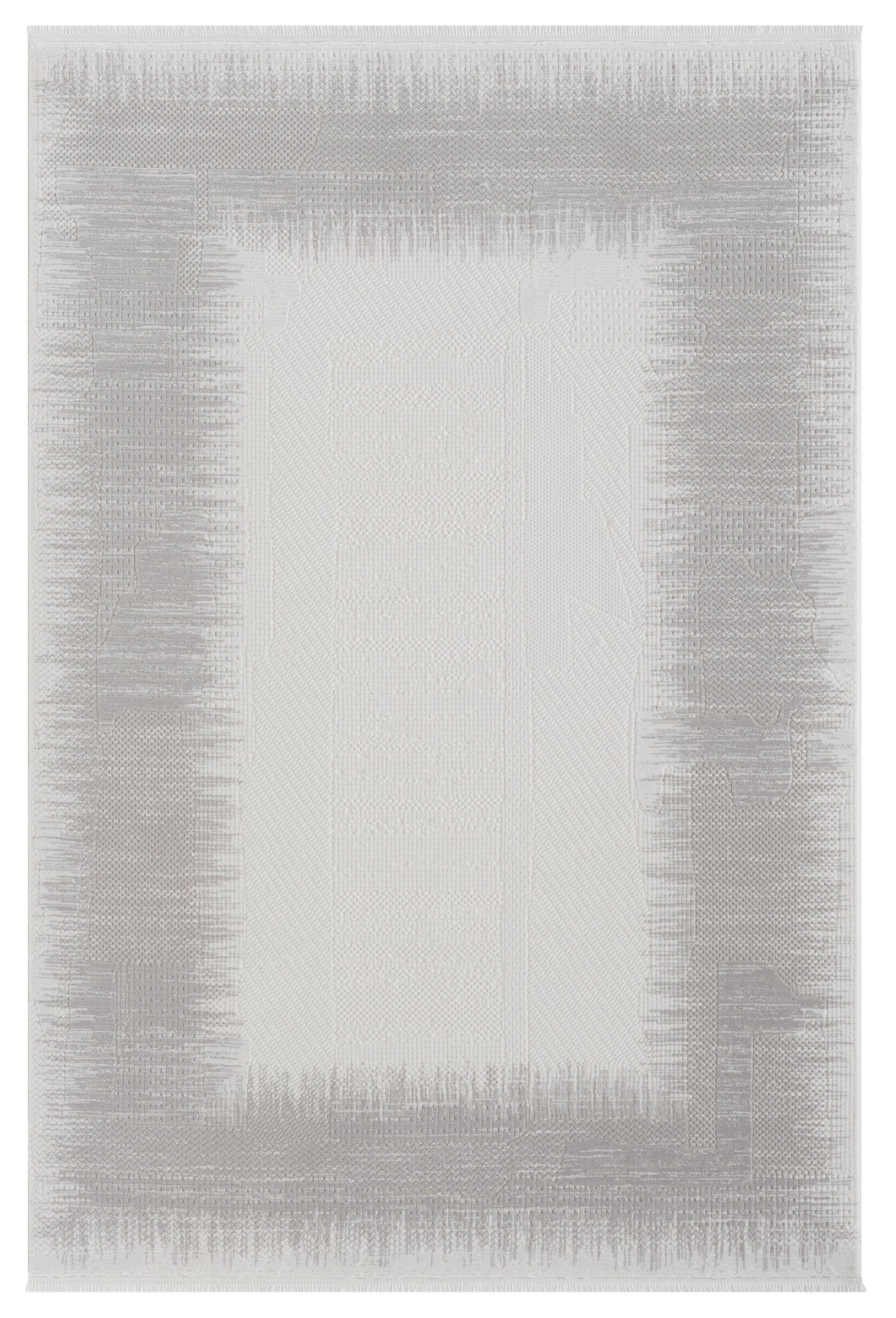 Gri Beyaz Bordürlü Modern Halı-Pera Halı