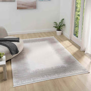 Gri Beyaz Bordürlü Modern Halı-Pera Halı