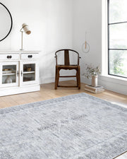 Gri Çiçekli Vintage Madalyonlu Halı-Pera Halı