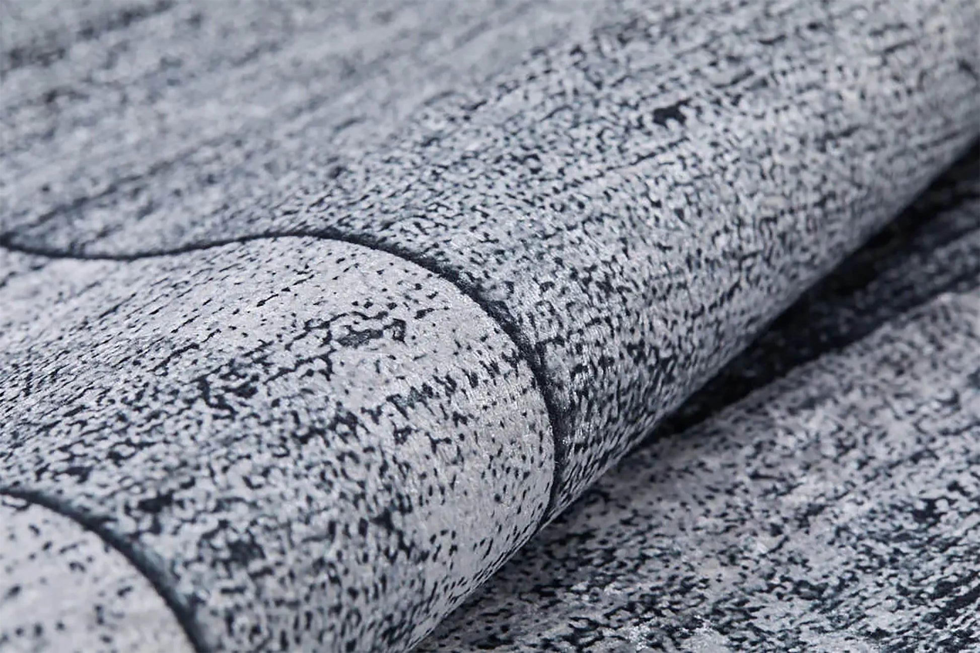 Gri Eskitme Geometrik Bordürlü Modern Halı-Pera Halı