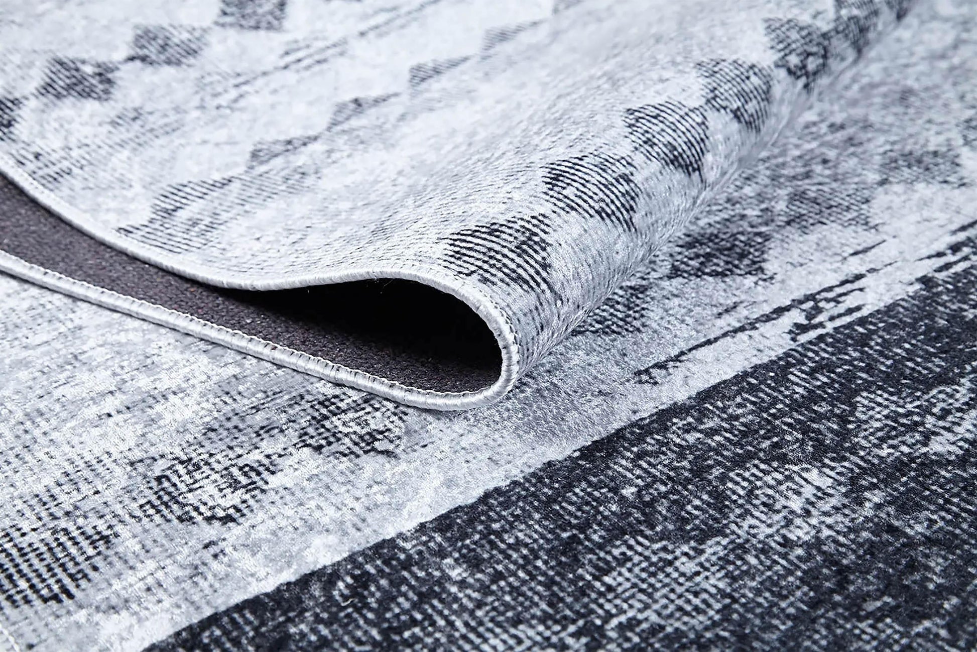 Gri Geometrik Antik Vintage Halı-Pera Halı