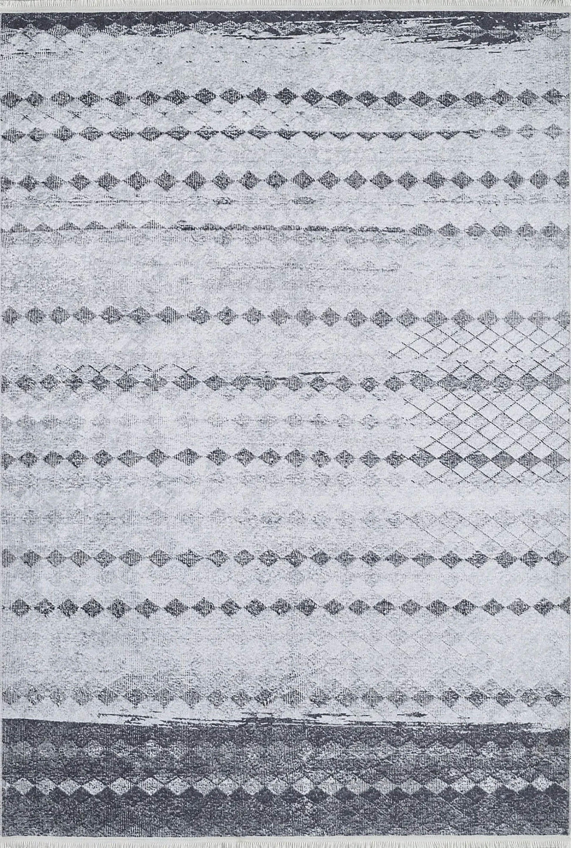 Gri Geometrik Antik Vintage Halı-Pera Halı