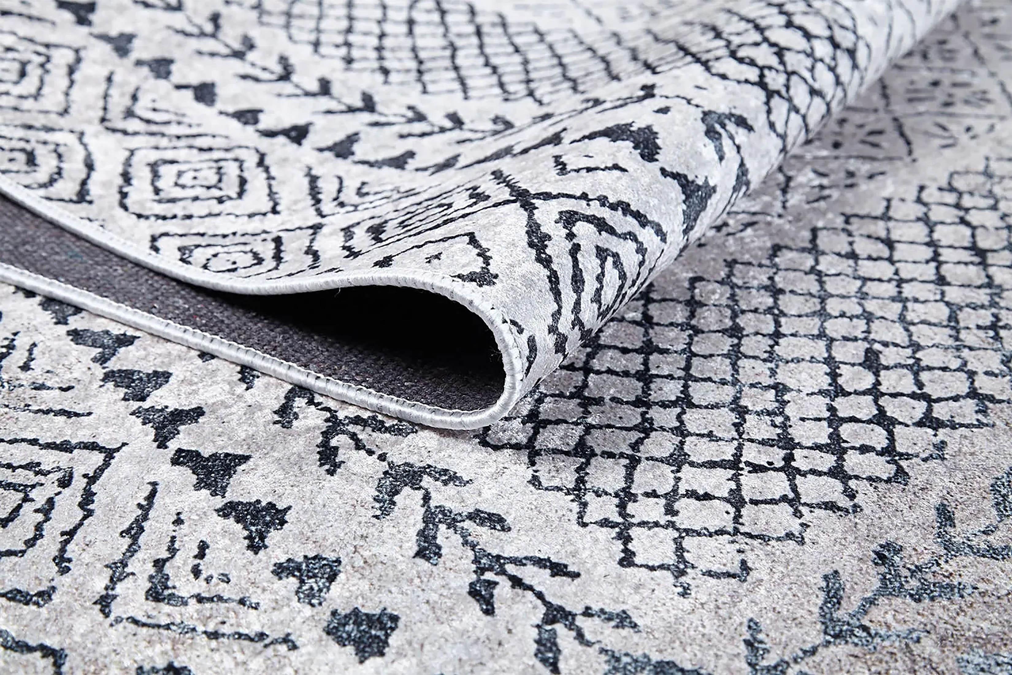 Gri Geometrik Halı-Pera Halı