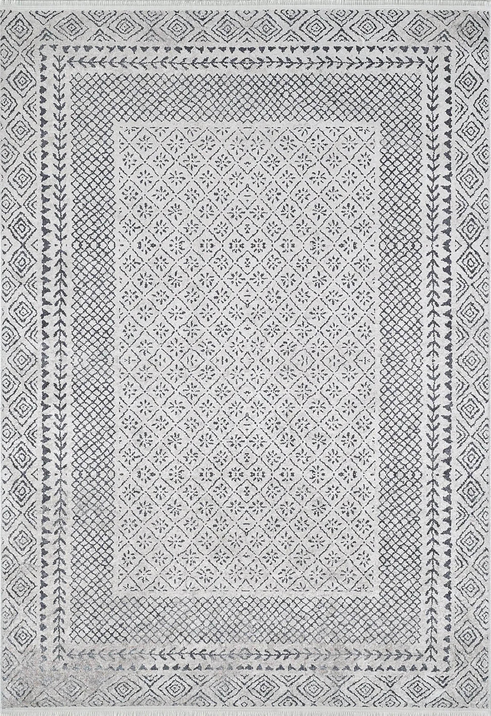 Gri Geometrik Halı-Pera Halı