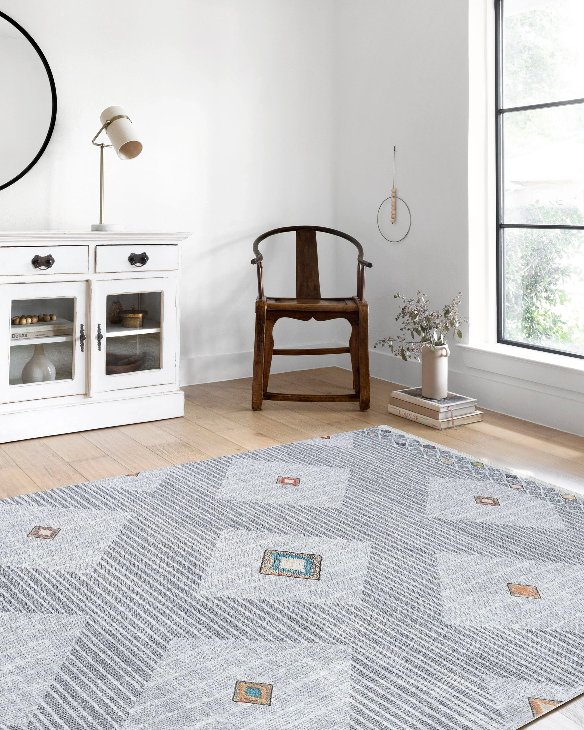 Gri Geometrik Modern Antika Vintage Halı-Pera Halı