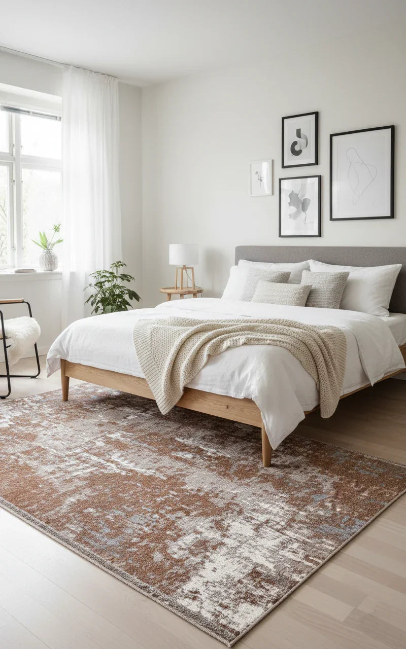 Gri Kahve Çift Taraflı Modern Yıkanabilir Antibakteriyel Halı-Pera Halı