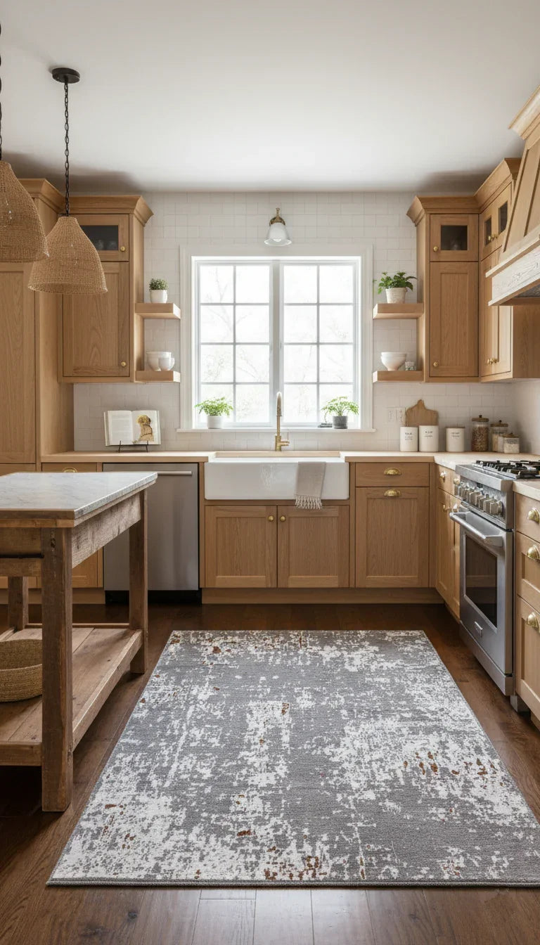 Gri Kahve Çift Taraflı Modern Yıkanabilir Antibakteriyel Halı-Pera Halı