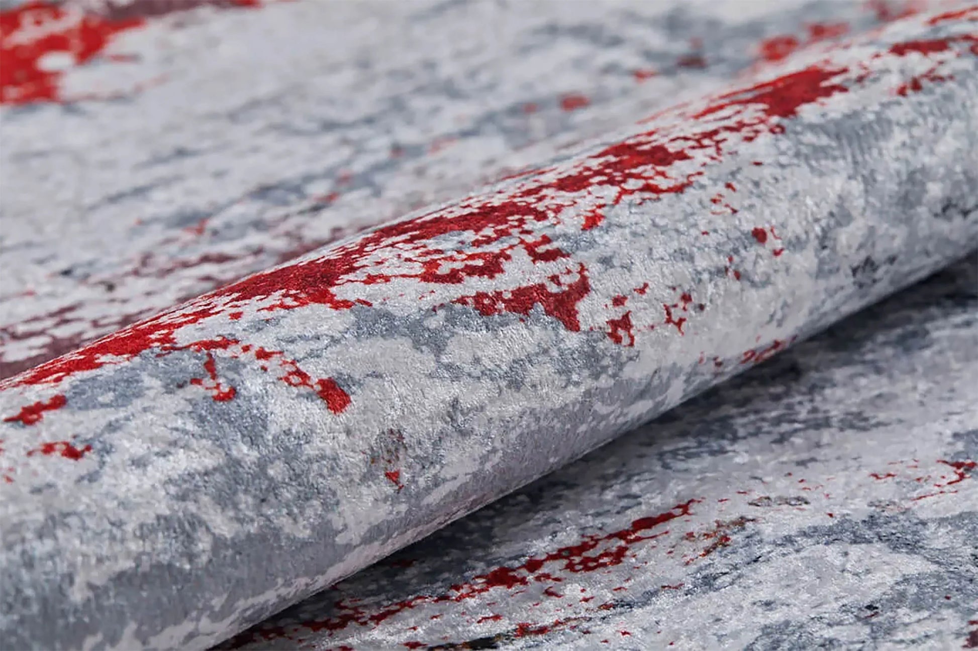 Gri Kırmızı Modern Halı-Pera Halı