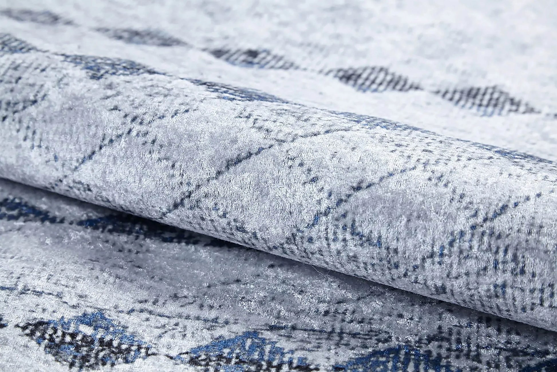 Gri Mavi Geometrik Antik Vintage Halı-Pera Halı