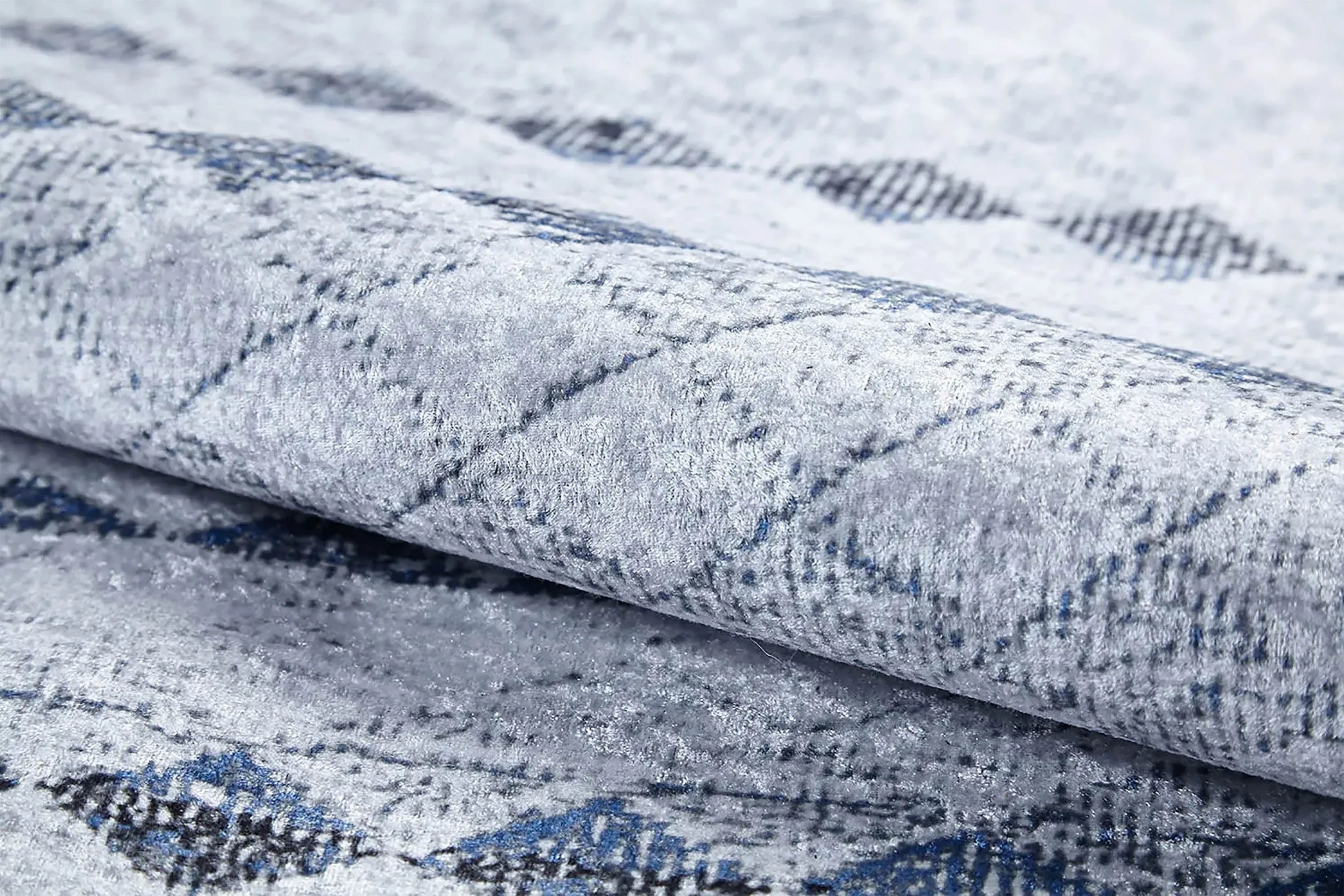 Gri Mavi Geometrik Antik Vintage Halı-Pera Halı