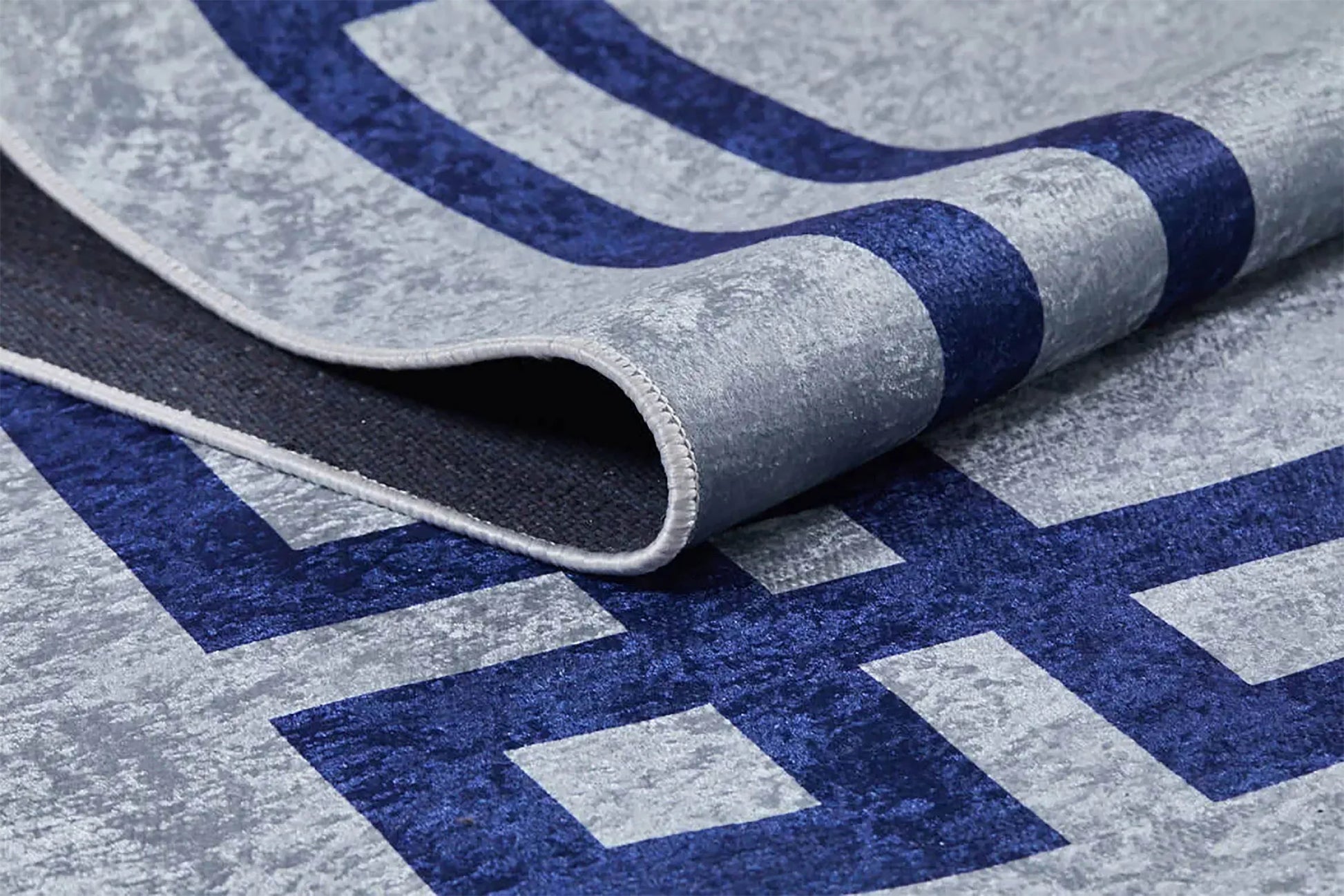 Gri Mavi Geometrik Halı-Pera Halı