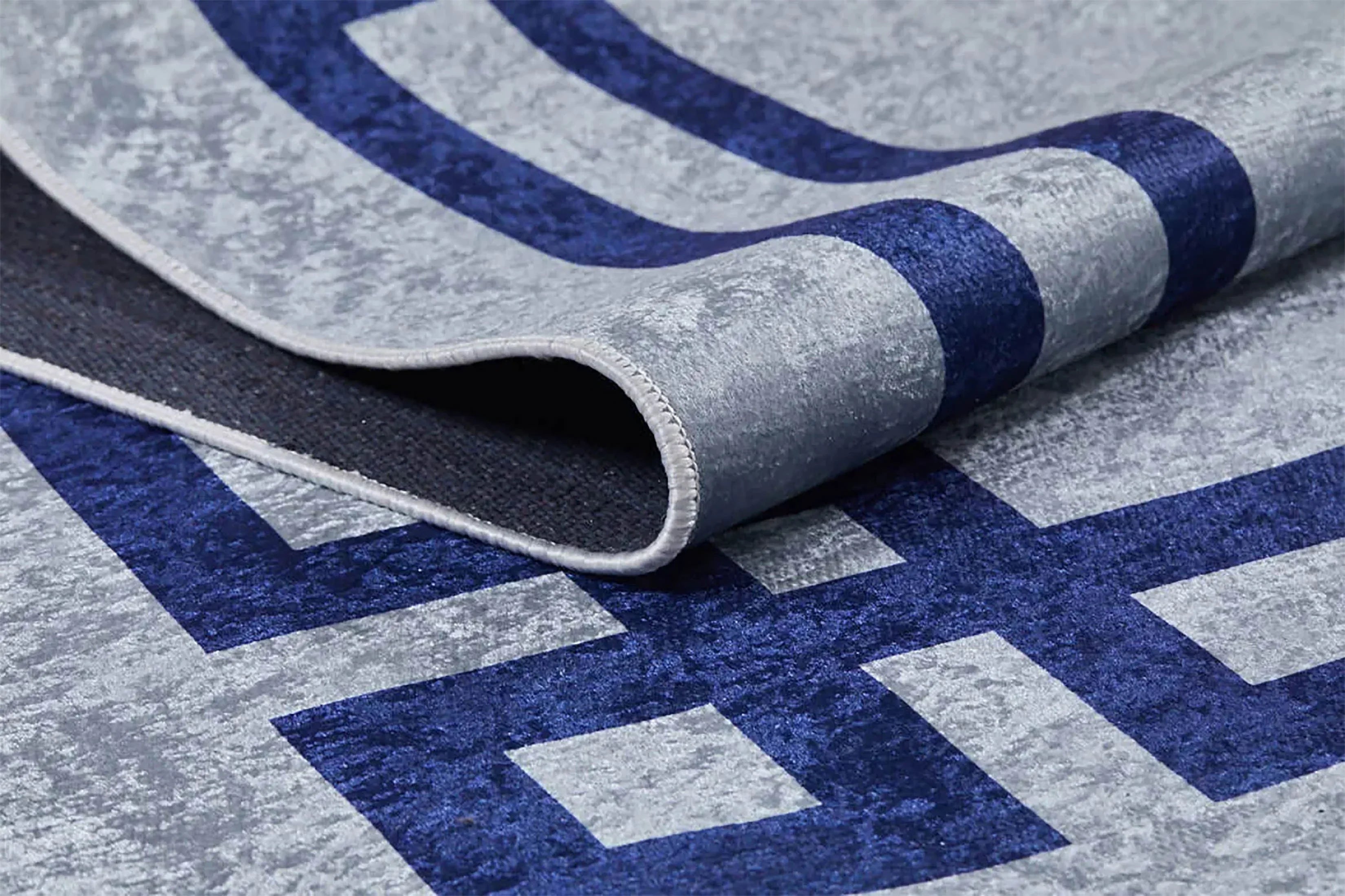 Gri Mavi Geometrik Halı-Pera Halı