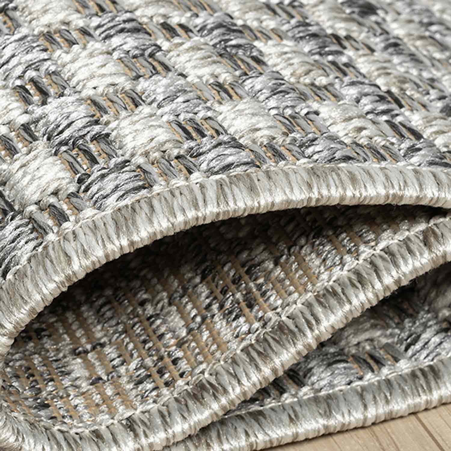 Gri Melanj Kareli Dokuma Modern Halı-Pera Halı