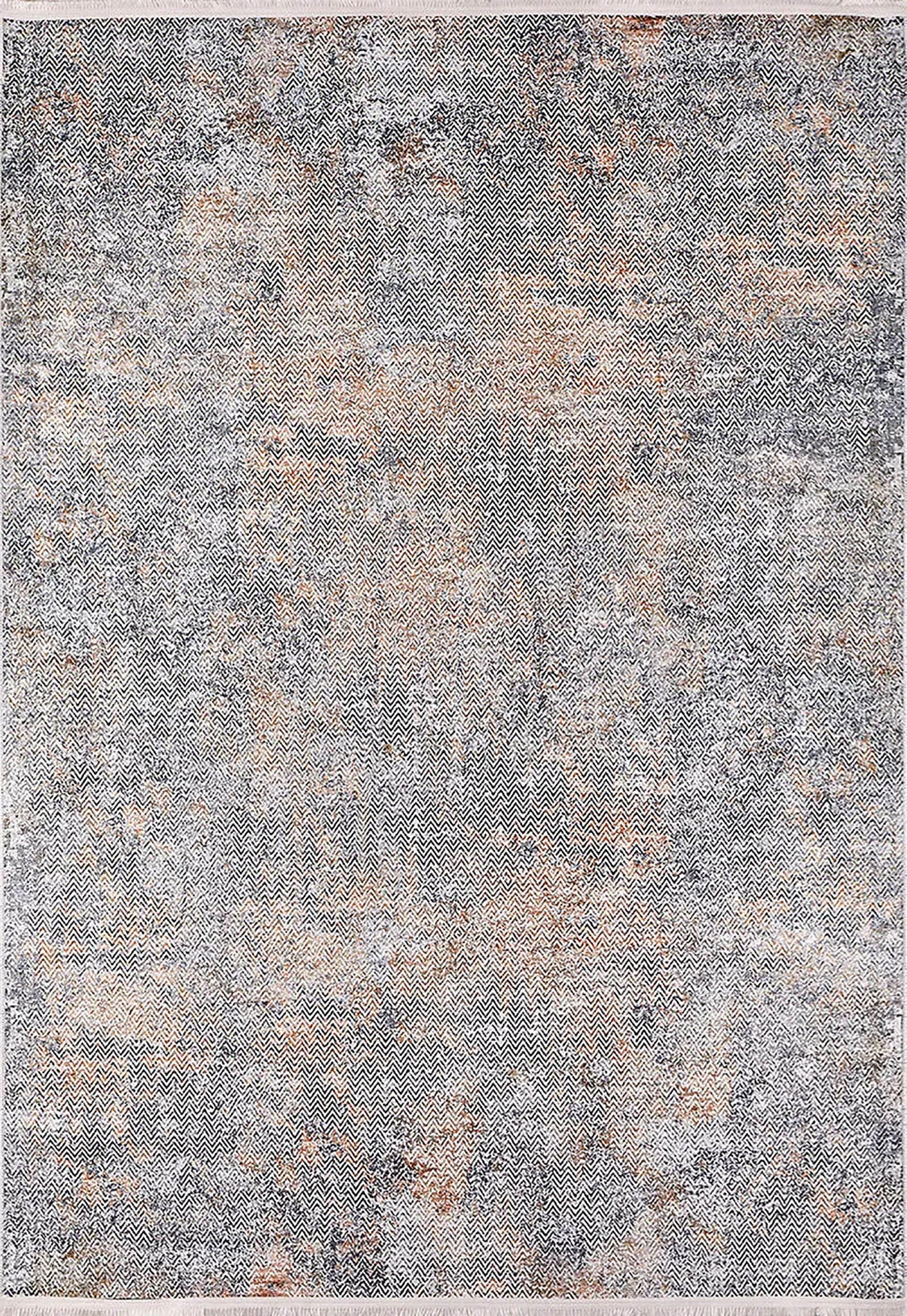 Gri, Pas ve Siyah Zikzak Desenli Modern Soyut Halı-Pera Halı