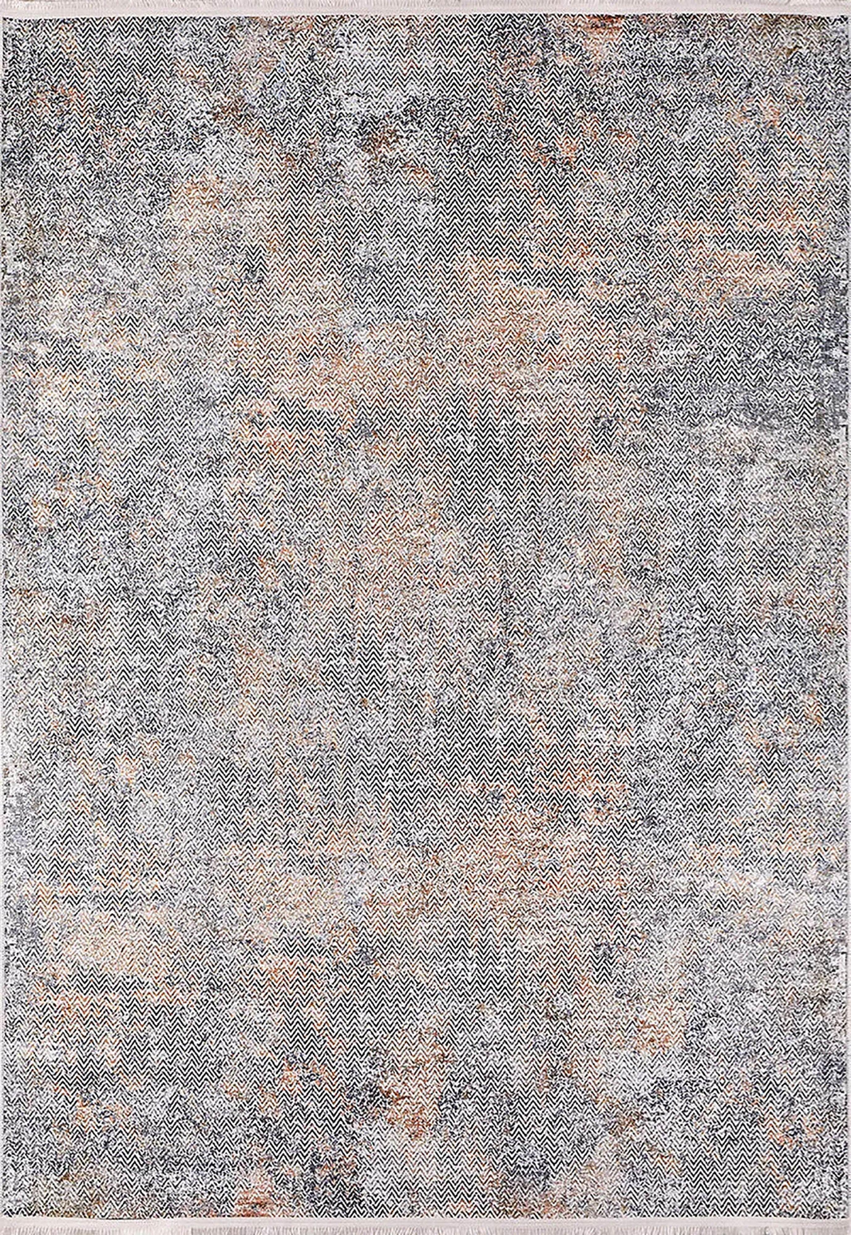 Gri, Pas ve Siyah Zikzak Desenli Modern Soyut Halı-Pera Halı