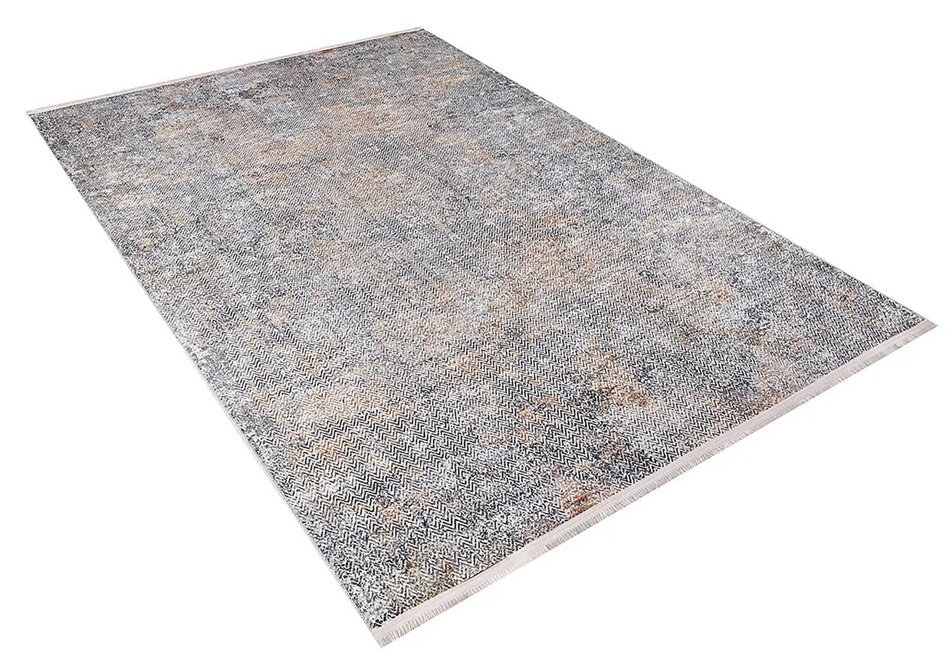 Gri, Pas ve Siyah Zikzak Desenli Modern Soyut Halı-Pera Halı