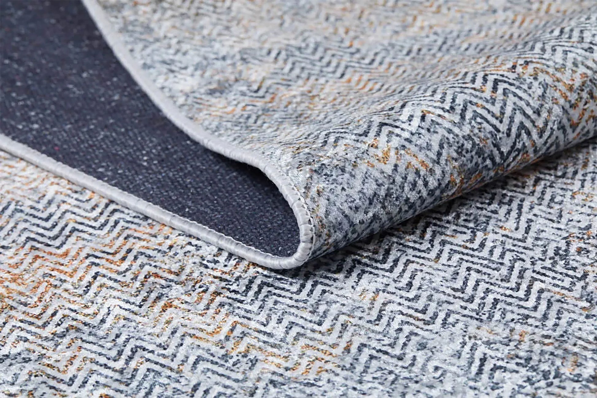 Gri, Pas ve Siyah Zikzak Desenli Modern Soyut Halı-Pera Halı