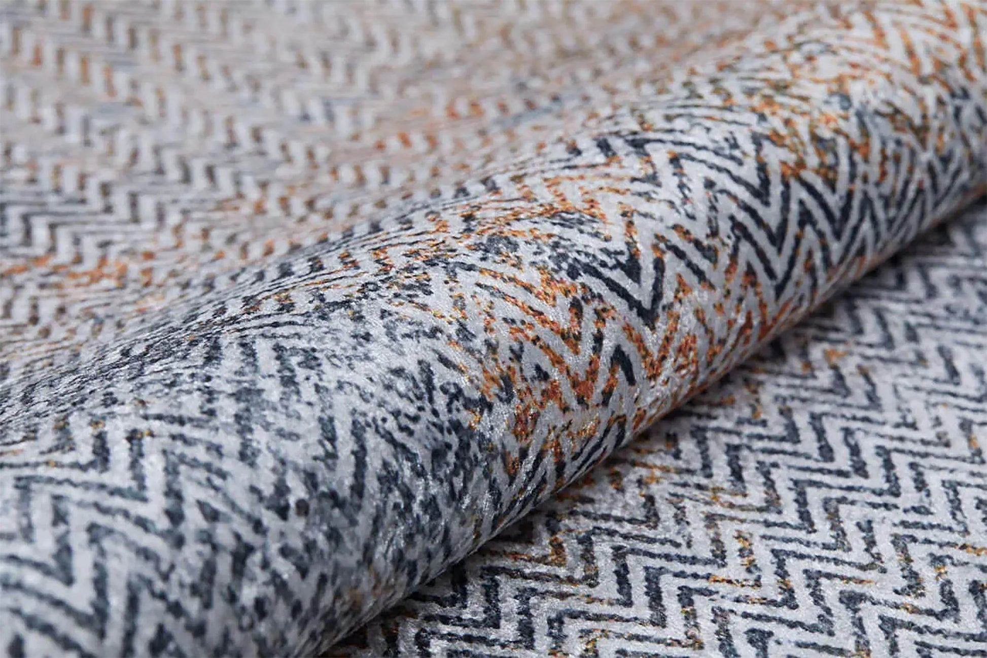 Gri, Pas ve Siyah Zikzak Desenli Modern Soyut Halı-Pera Halı