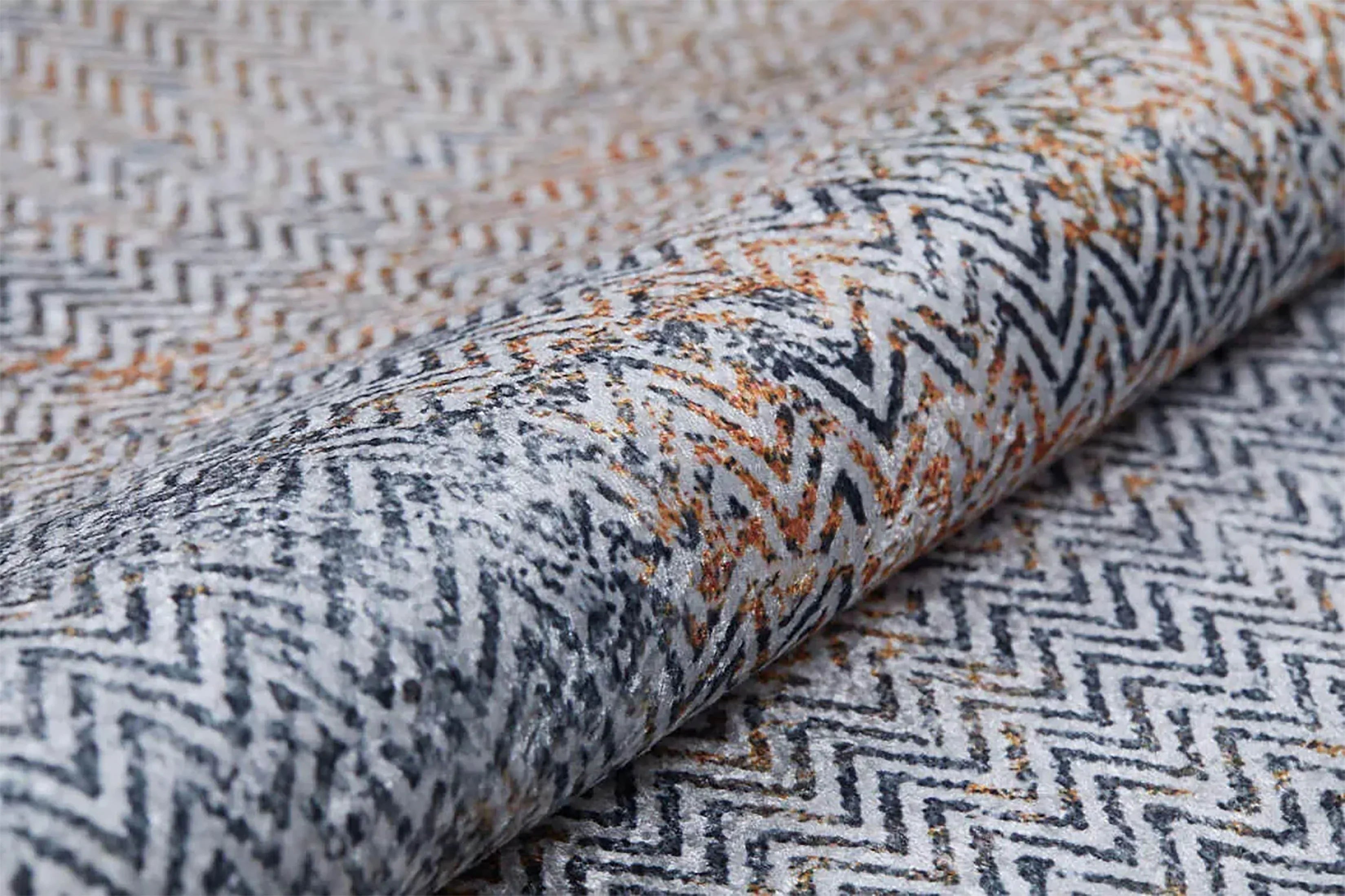 Gri, Pas ve Siyah Zikzak Desenli Modern Soyut Halı-Pera Halı