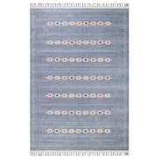 Gri Renkli Kare Desenli Modern Kilim Halı-Pera Halı