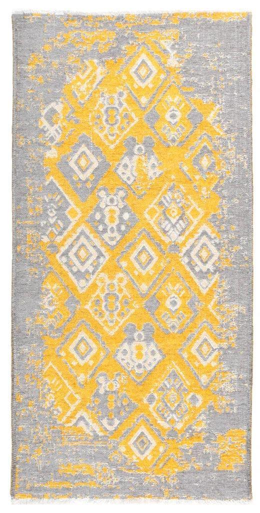 Gri Sarı Çift Taraflı Modern Vintage Yıkanabilir Antibakteriyel Halı-Pera Halı