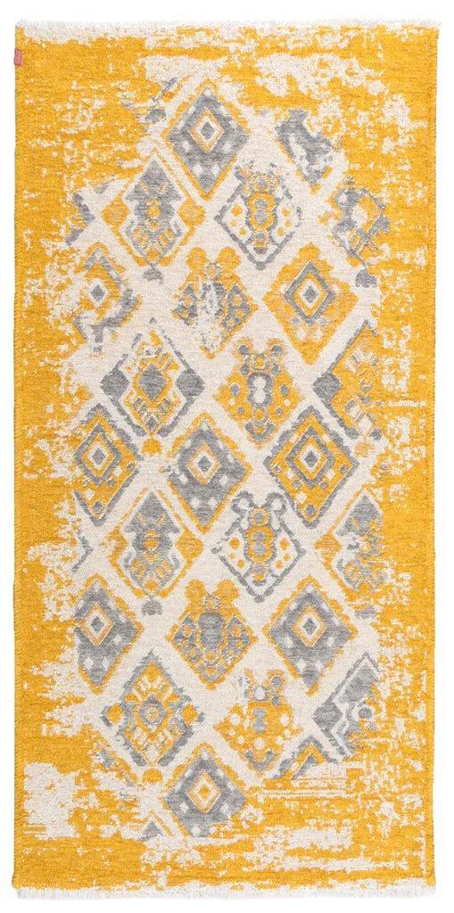 Gri Sarı Çift Taraflı Modern Vintage Yıkanabilir Antibakteriyel Halı-Pera Halı