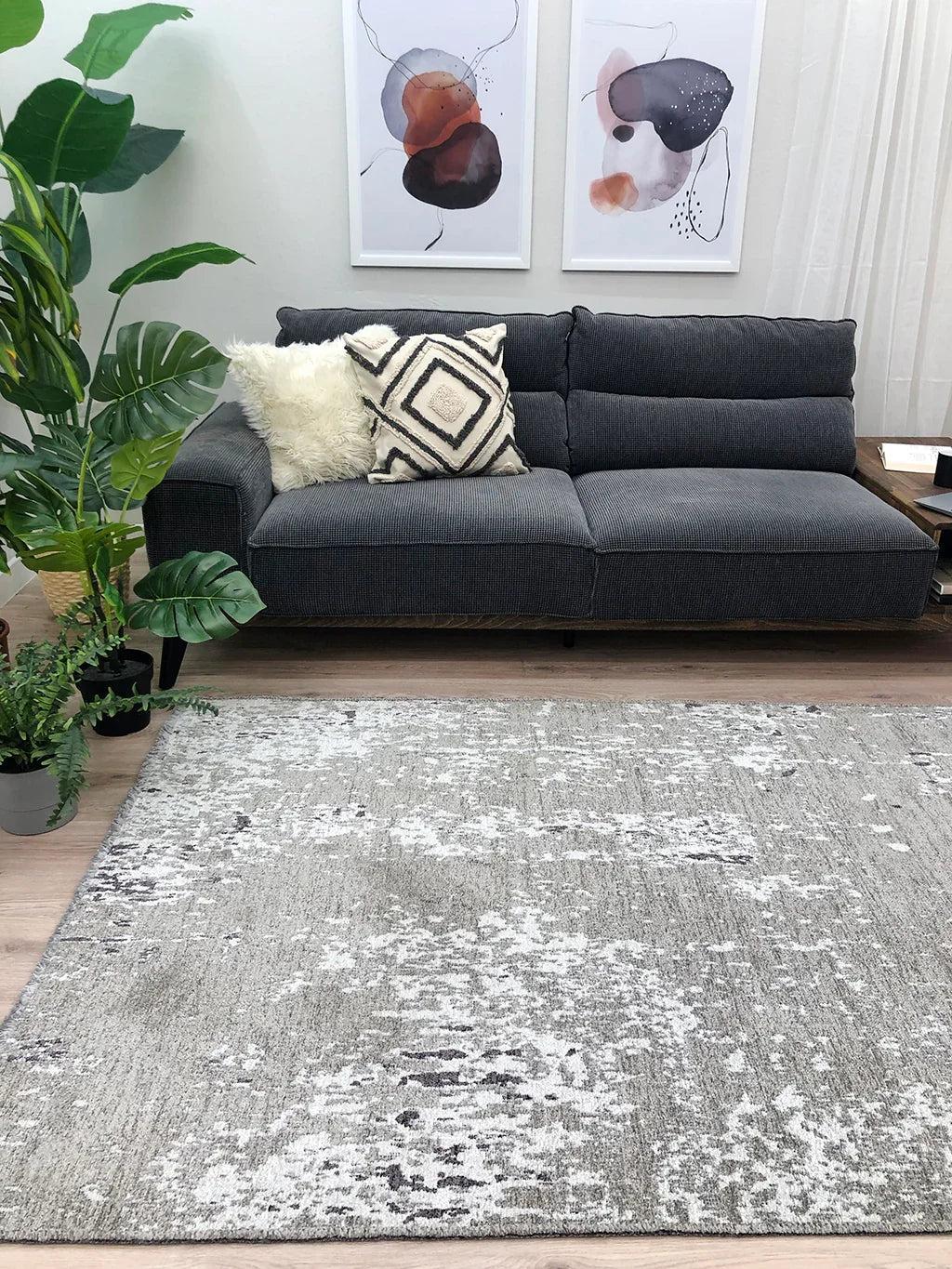 Gri Siyah Çift Taraflı Modern Yıkanabilir Antibakteriyel Halı-Pera Halı