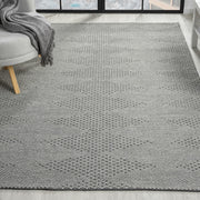 Gri Siyah Melanj Baklava Desenli Modern Halı-Pera Halı