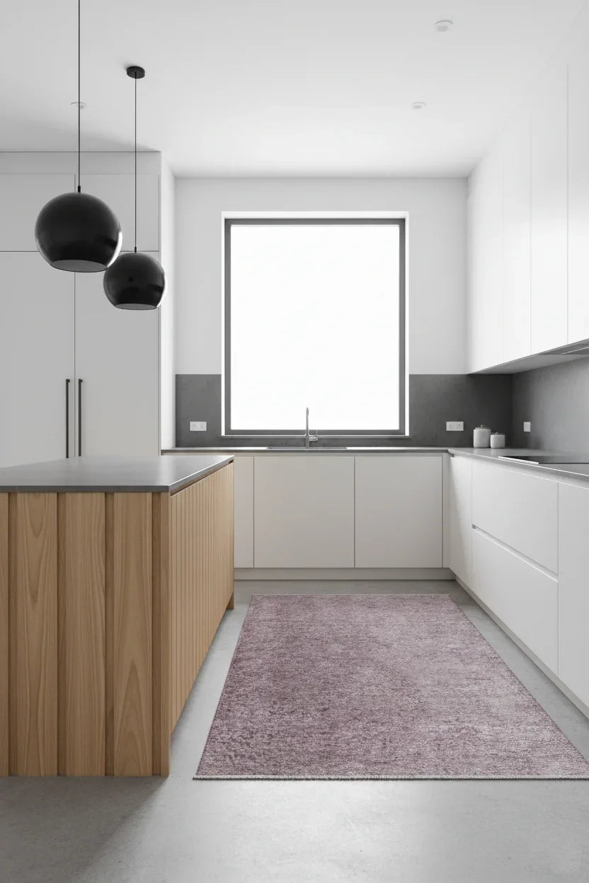 Gri Siyah Modern Düz Yıkanabilir Antibakteriyel Halı-Pera Halı