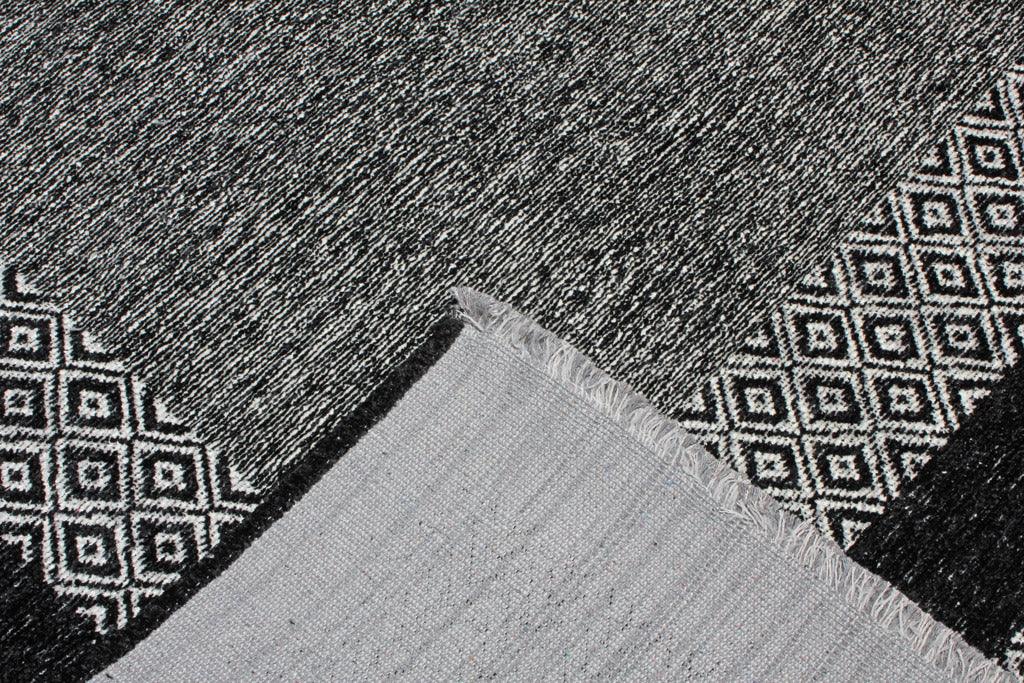 Gri Siyah Modern Yıkanabilir Antibakteriyel Salon Halısı-Pera Halı