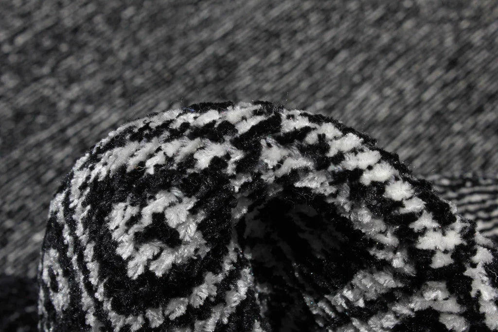 Gri Siyah Modern Yıkanabilir Antibakteriyel Salon Halısı-Pera Halı