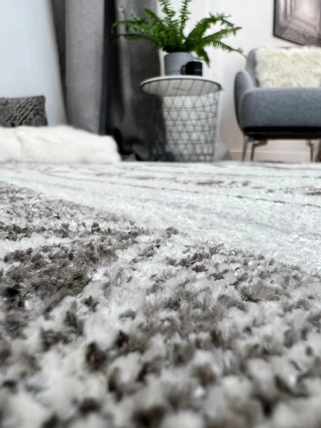 Gri Siyah Pamuk Polyester Modern İskandinav Yıkanabilir Halı-Pera Halı