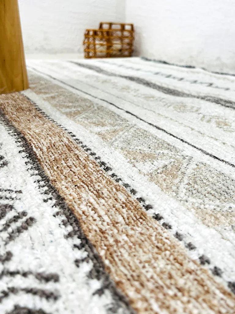 Gri Siyah ve Beyaz Bej Modern İskandinav Yıkanabilir Halı-Pera Halı