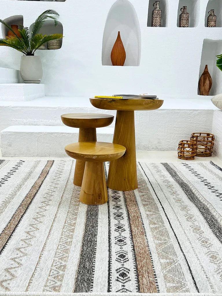 Gri Siyah ve Beyaz Bej Modern İskandinav Yıkanabilir Halı-Pera Halı