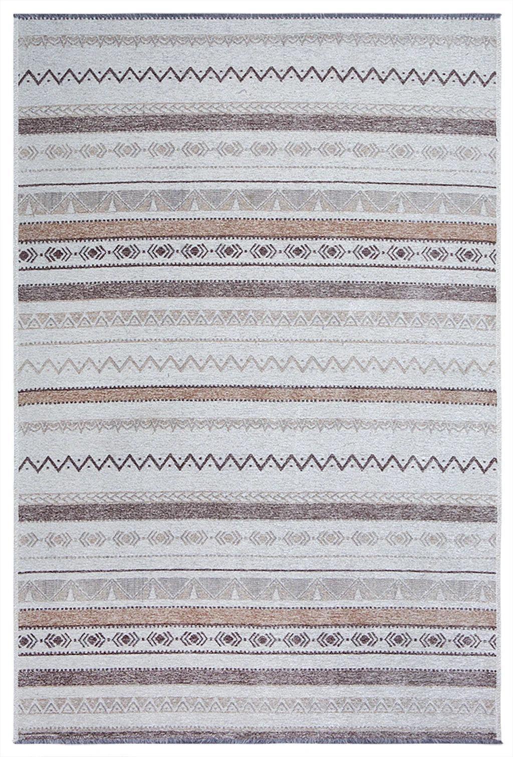 Gri Siyah ve Beyaz Bej Modern İskandinav Yıkanabilir Halı-Pera Halı