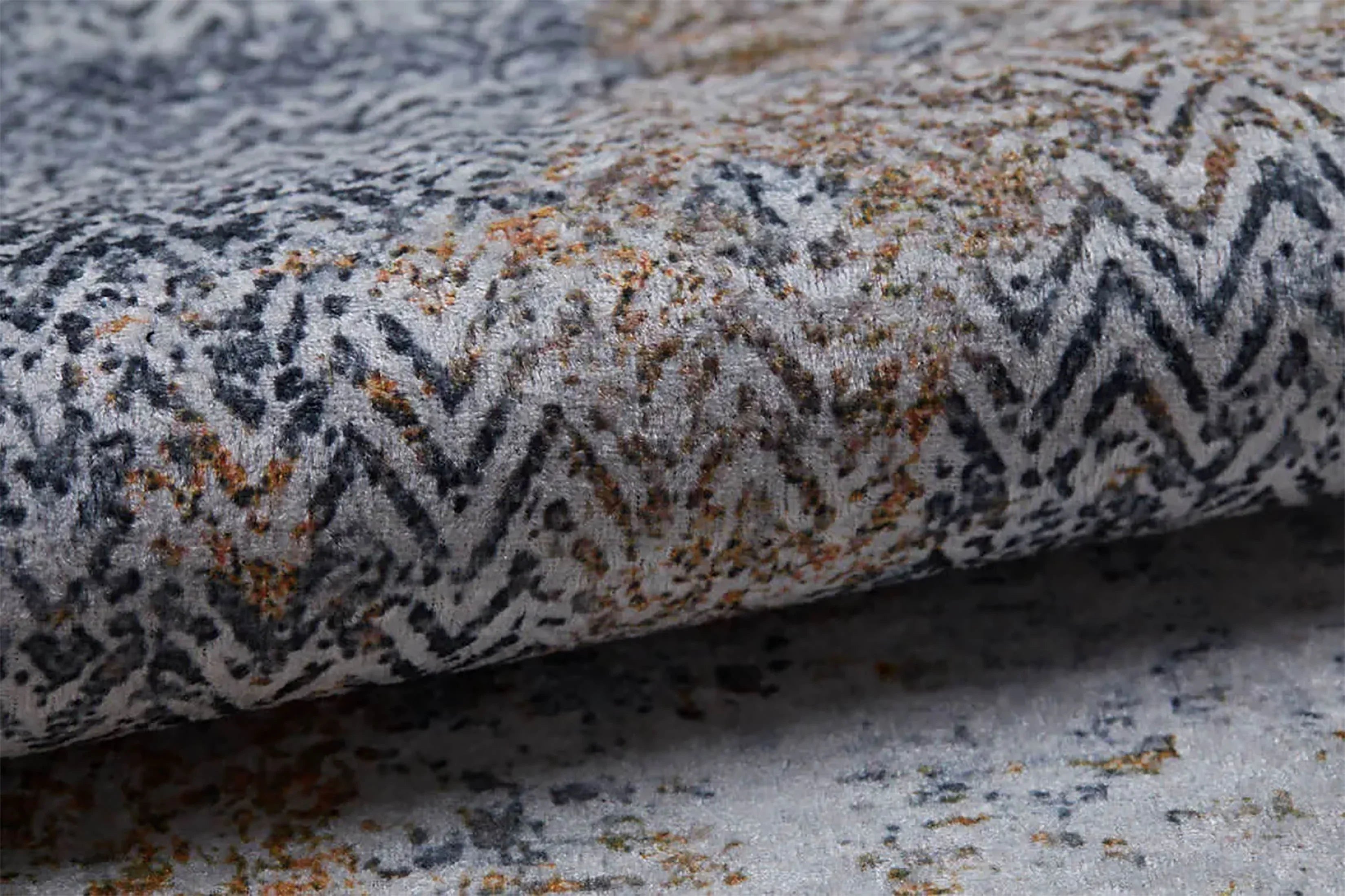 Gri Turuncu Eskitme Modern Halı-Pera Halı