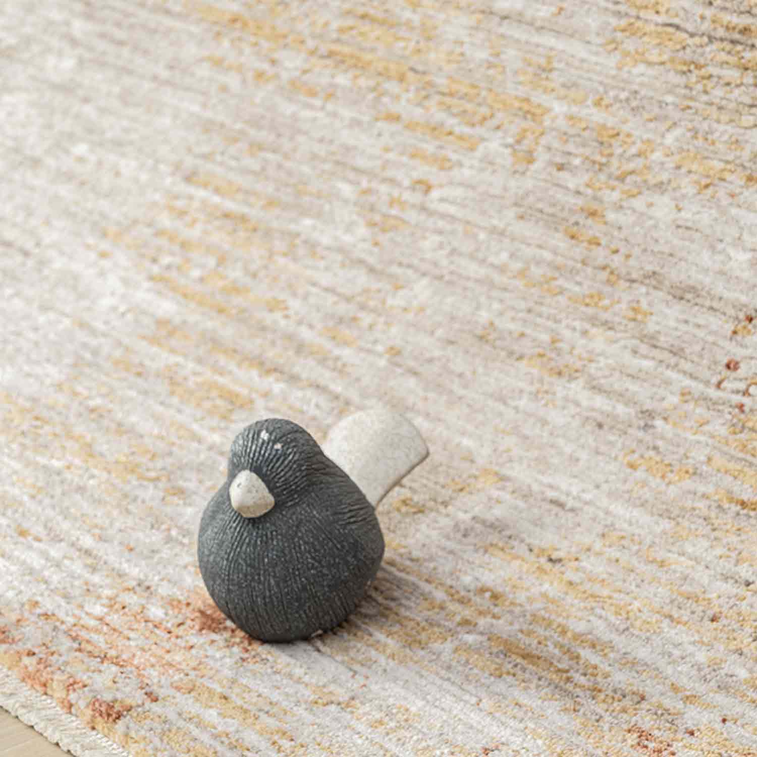 Gri Turuncu Kahve Eskitme Desenli Halı-Pera Halı