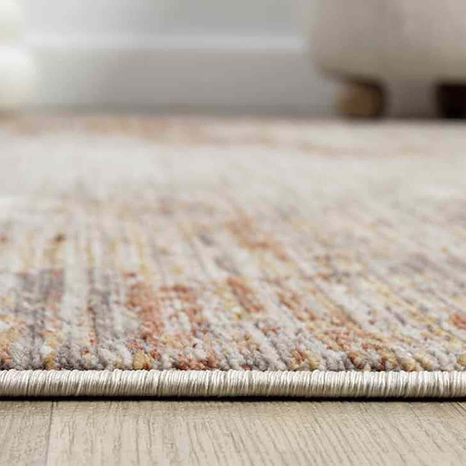 Gri Turuncu Kahve Eskitme Desenli Halı-Pera Halı