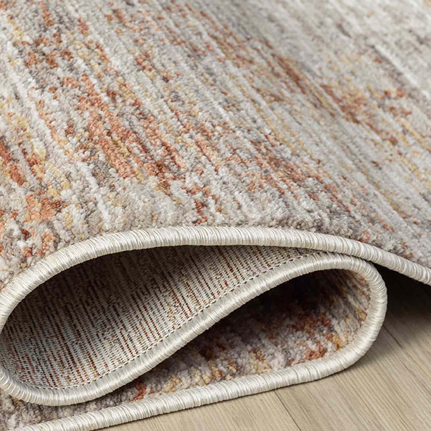 Gri Turuncu Kahve Eskitme Desenli Halı-Pera Halı