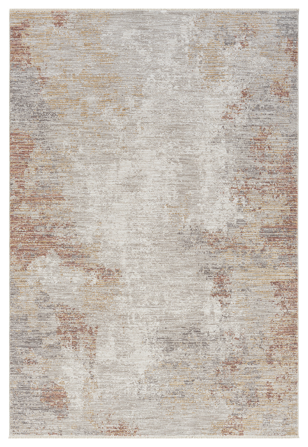 Gri Turuncu Kahve Eskitme Desenli Halı-Pera Halı