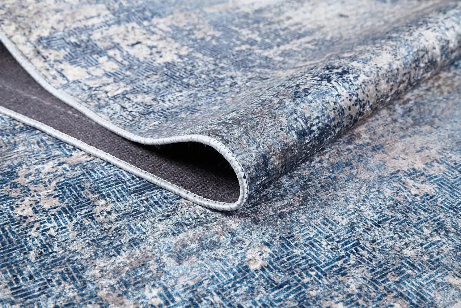 Gri ve Mavi Modern Soyut Halı-Pera Halı