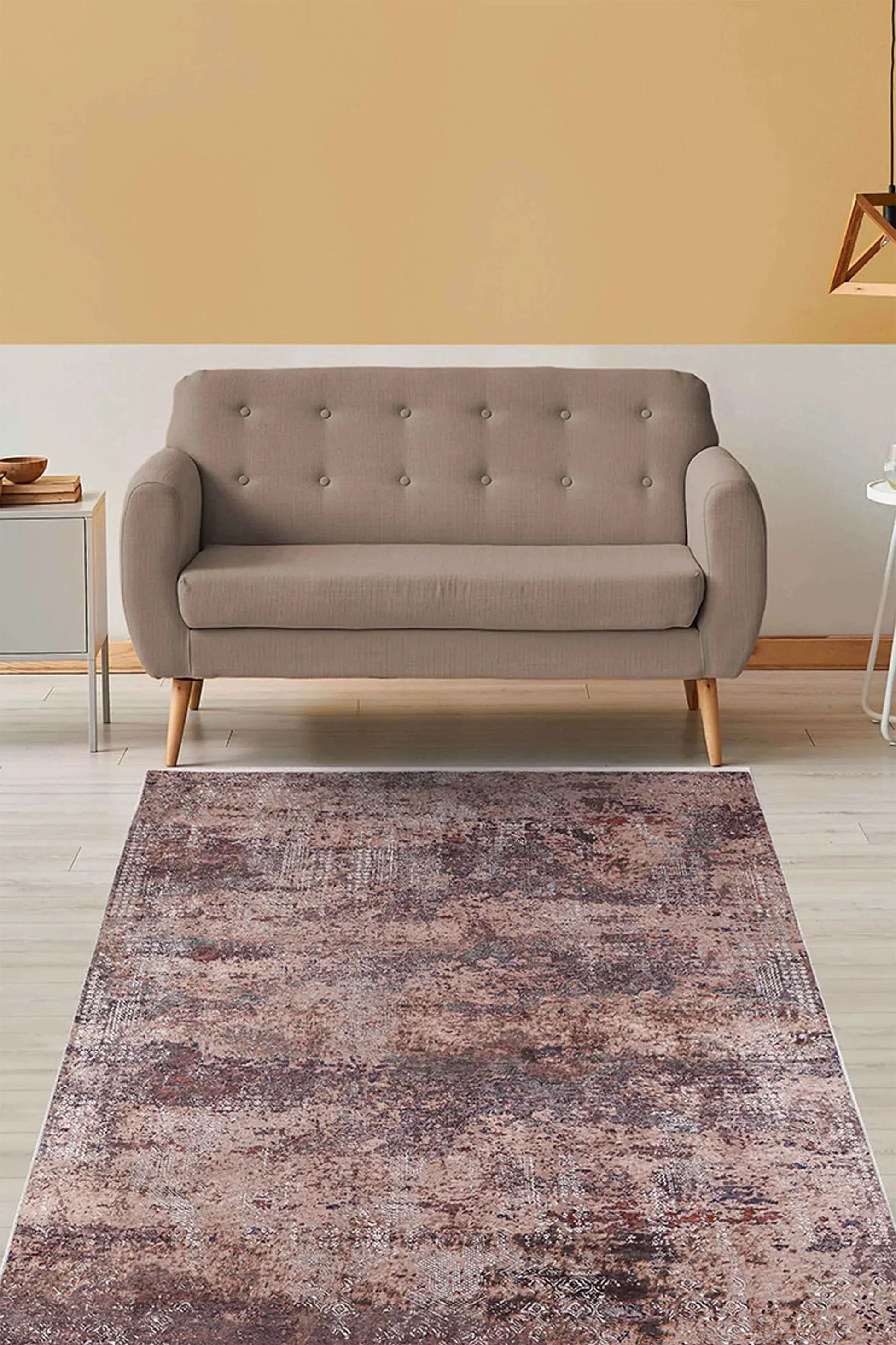 Gül Kurusu ve Bordo Modern Soyut Sanat Halısı-Pera Halı