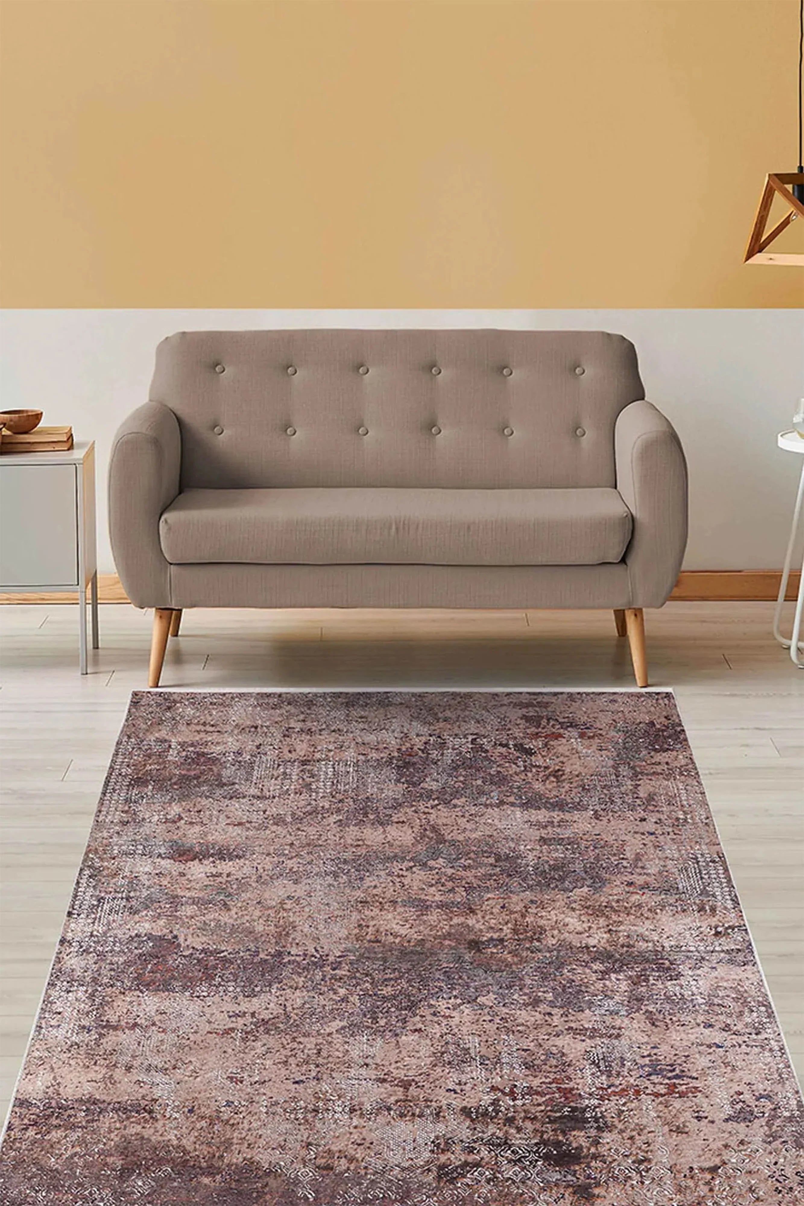 Gül Kurusu ve Bordo Modern Soyut Sanat Halısı-Pera Halı