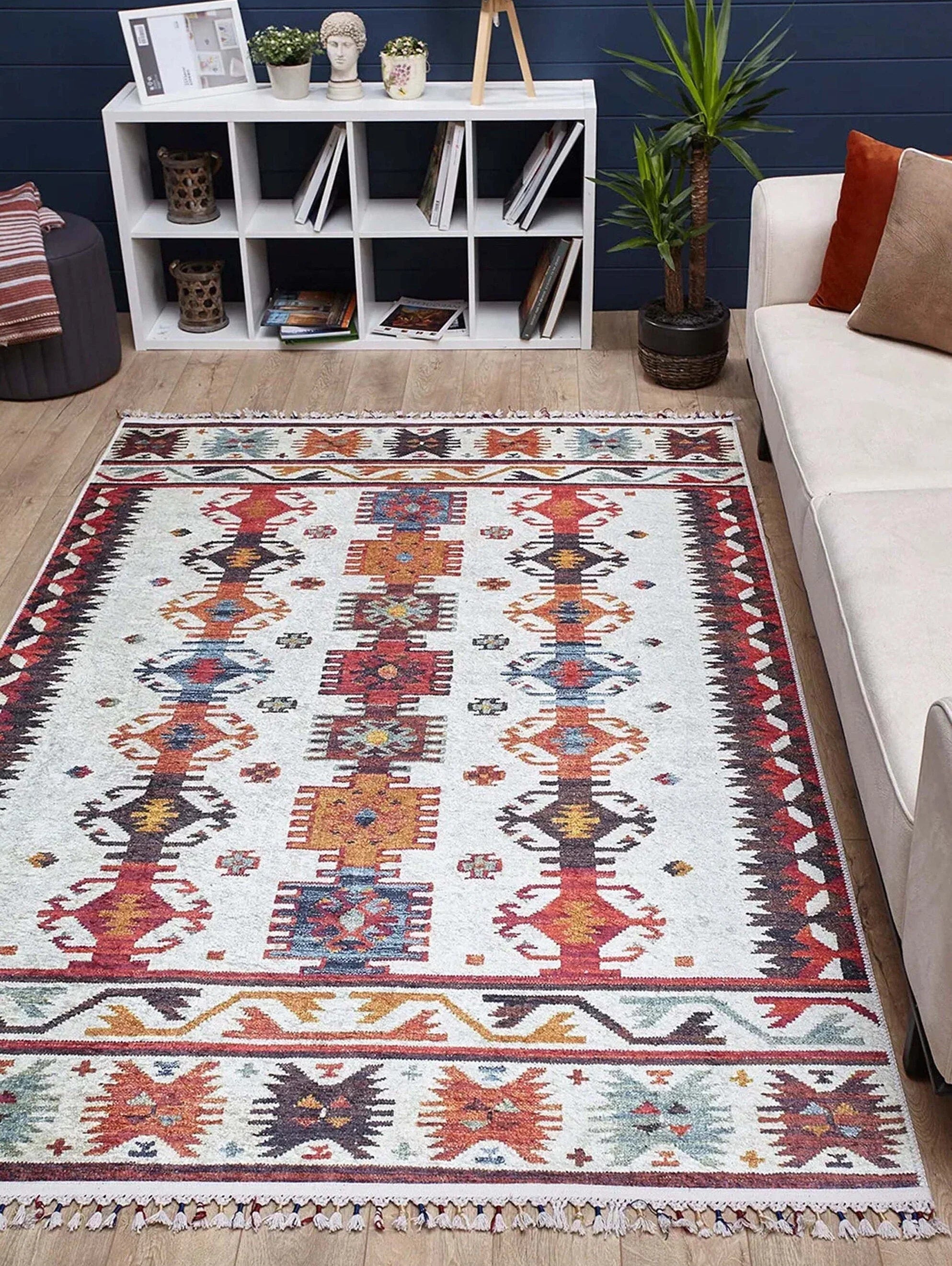 Güneybatı Aztek Desenli Renkli Kilim Halı-Pera Halı