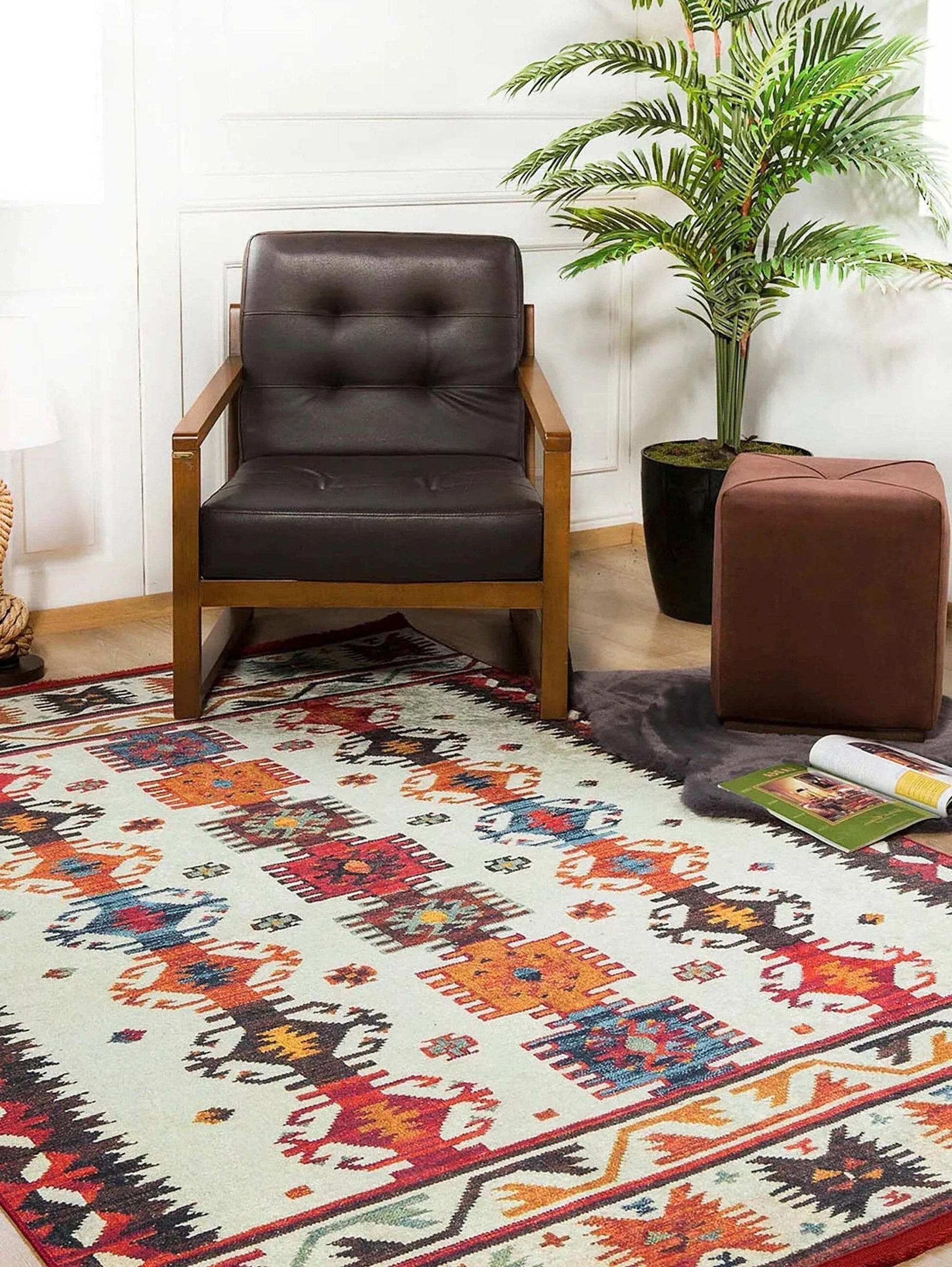 Güneybatı Aztek Desenli Renkli Kilim Halı-Pera Halı