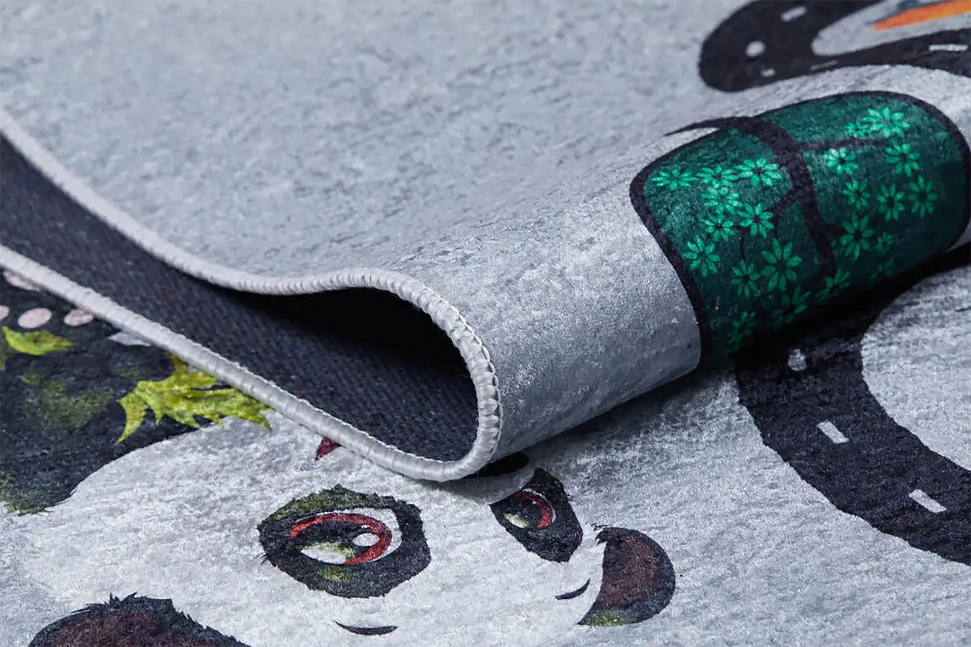 Hayvanlı Yol Haritası Gri Çocuk Halısı-Pera Halı